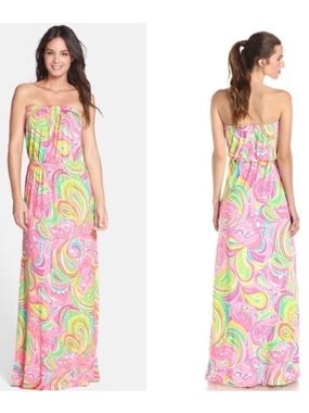 Lilly Pulitzer Marlisa Strapless Maxi Dress size Small All Nighter